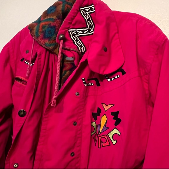 Vintage BOGNER Pink Ski Suit One-Piece Skiwear Aztec Embroidered Motifs Snowsuit - Picture 6 of 16